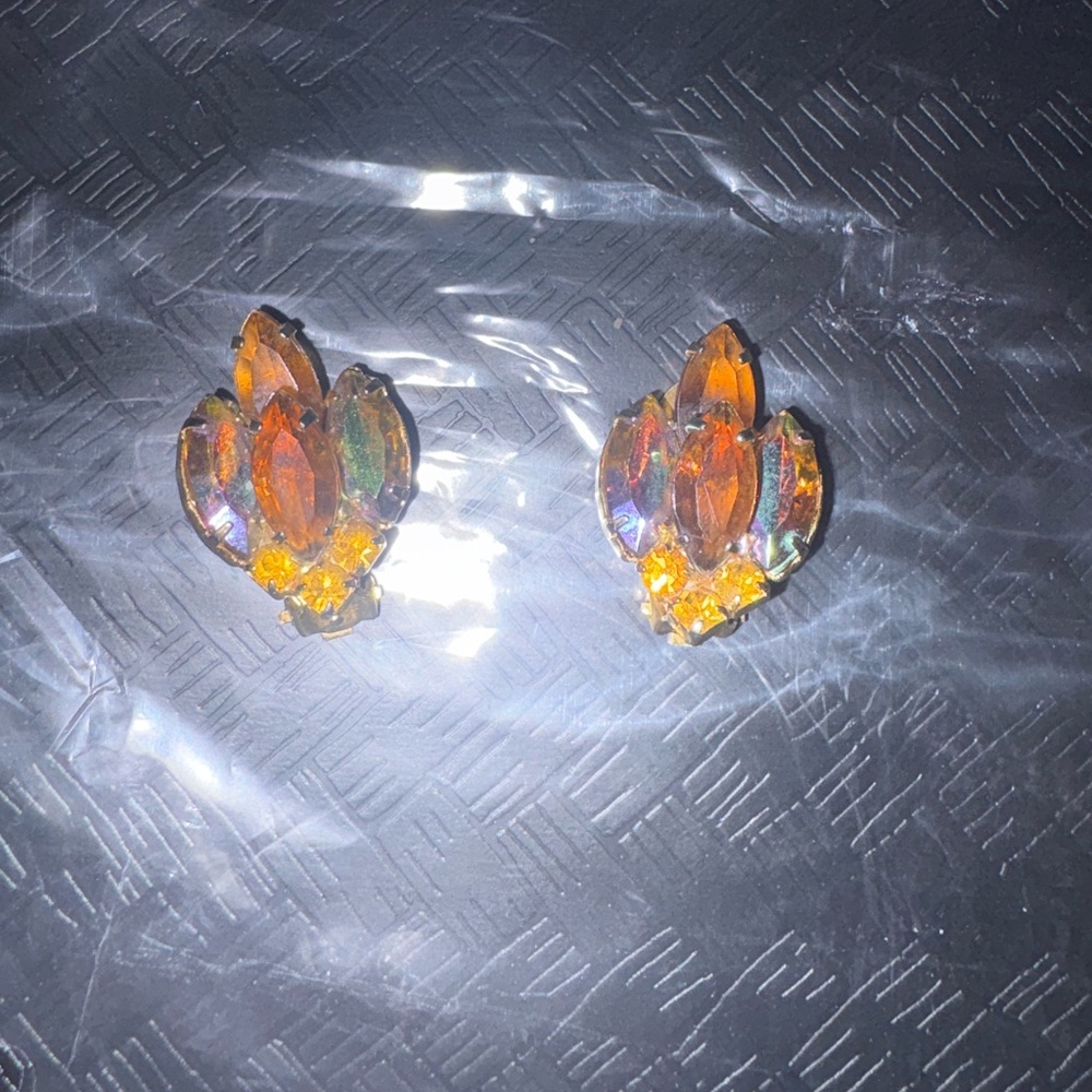 Vibrant Orange Crystal Earrings